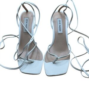 Steve Madden White Tie Strappy Wrap up Heels Ties‎ Size 8